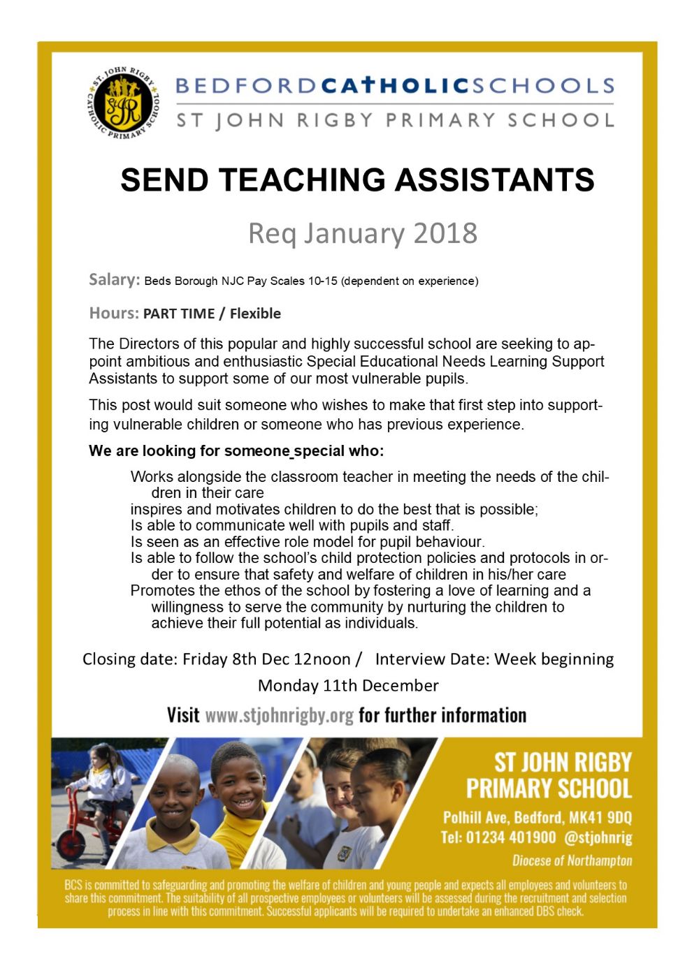 St John Rigby Catholic Primary School - VACANCIES FOR SEN TA APPOINTMENTS